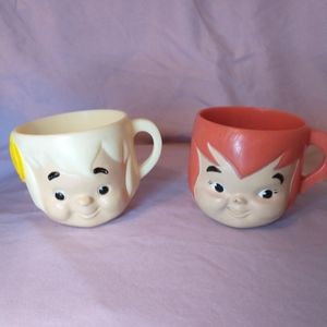 The Flintstones Pebbles and Bam Bam vintage mugs 1972